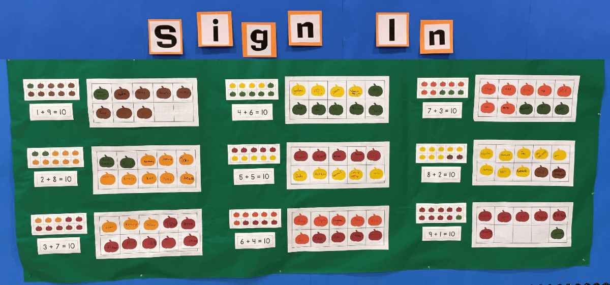 Ten Frame Pumpkin Sign-In Sheet